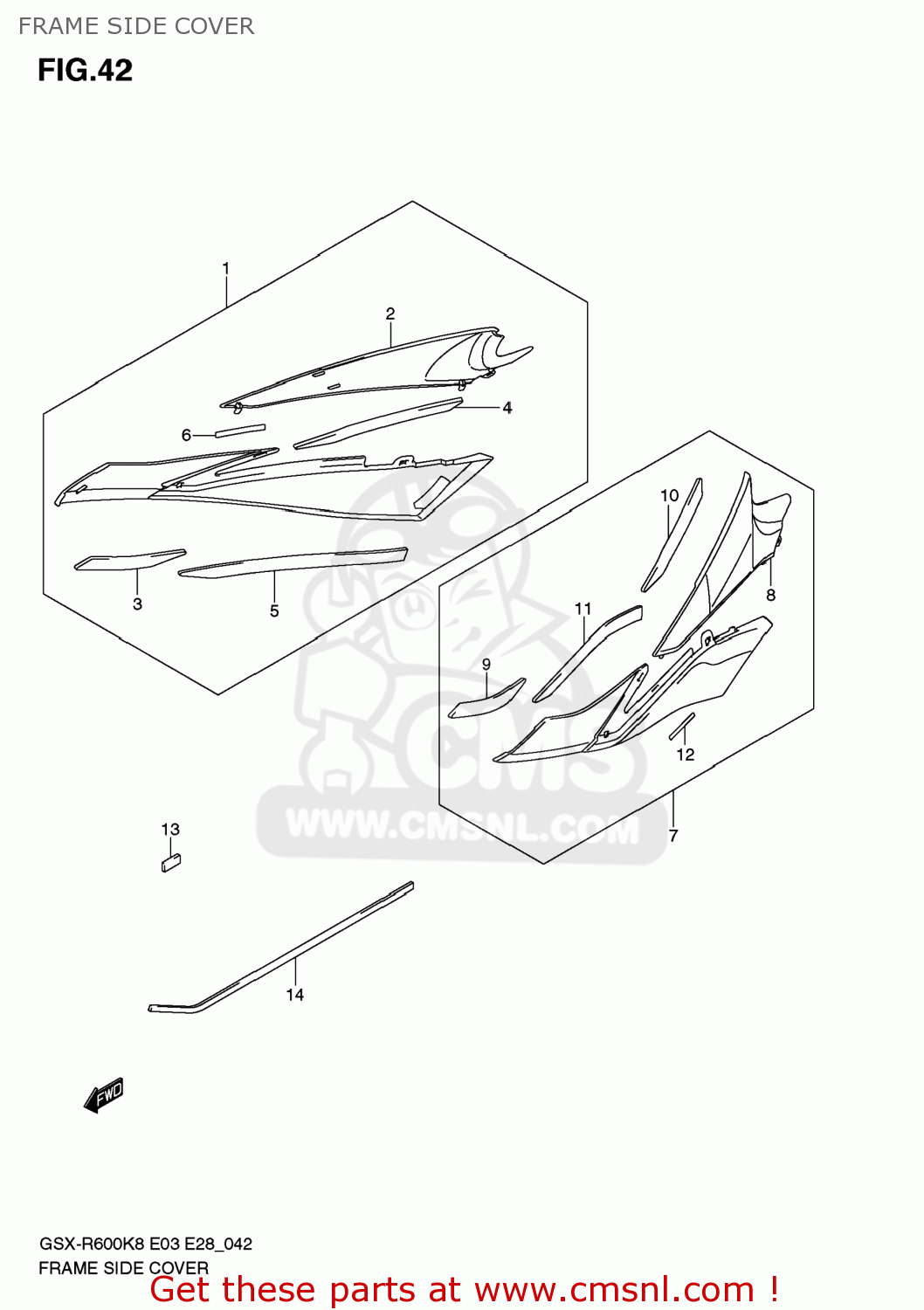 FRAME SIDE COVER GSXR600 2009 (K9) USA (E03)