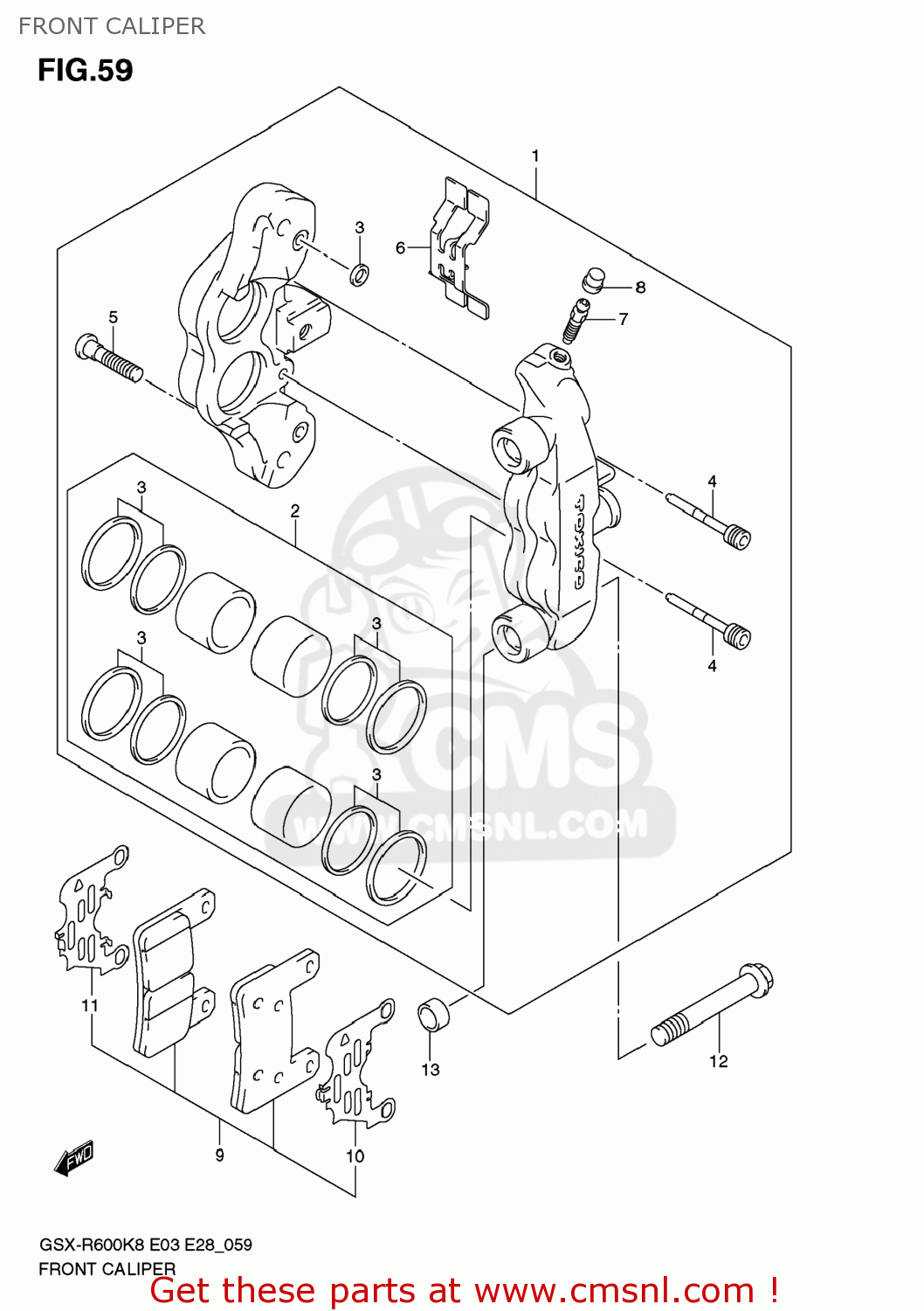 FRONT CALIPER GSXR600 2009 (K9) USA (E03)