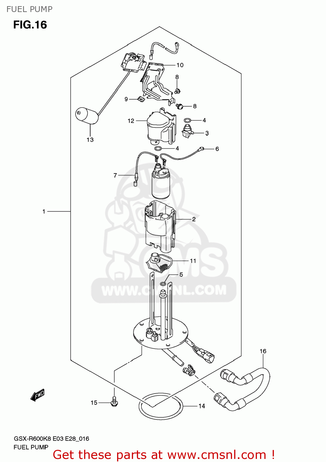 FUEL PUMP GSXR600 2009 (K9) USA (E03)