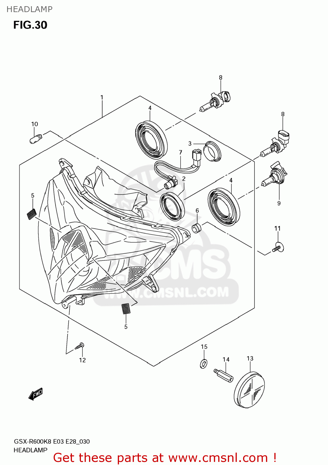HEADLAMP GSXR600 2009 (K9) USA (E03)