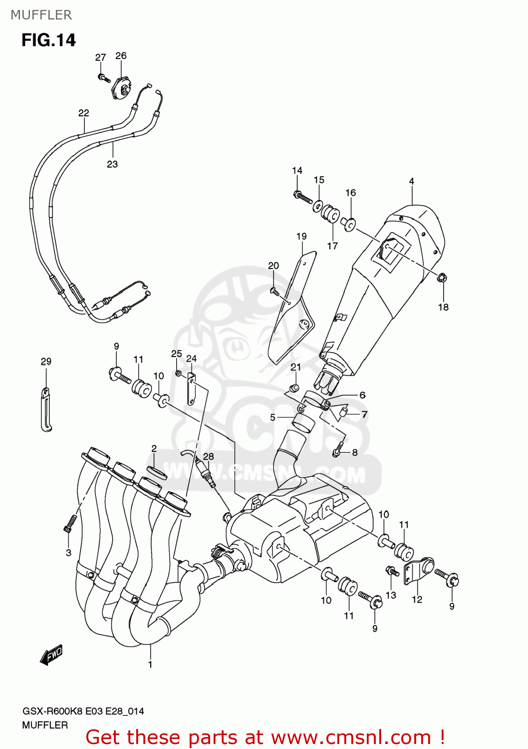 MUFFLER GSXR600 2009 (K9) USA (E03)