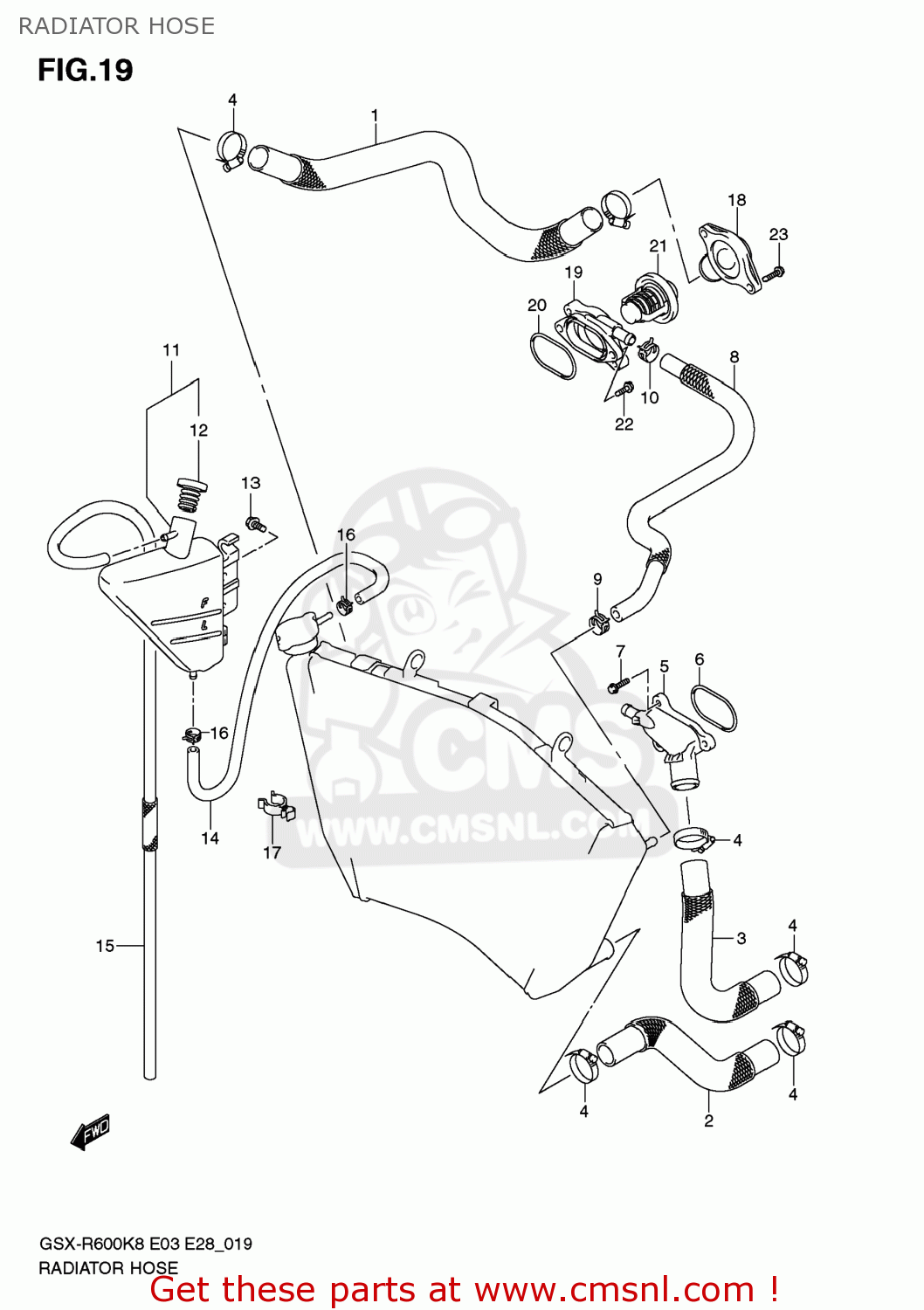 RADIATOR HOSE GSXR600 2009 (K9) USA (E03)