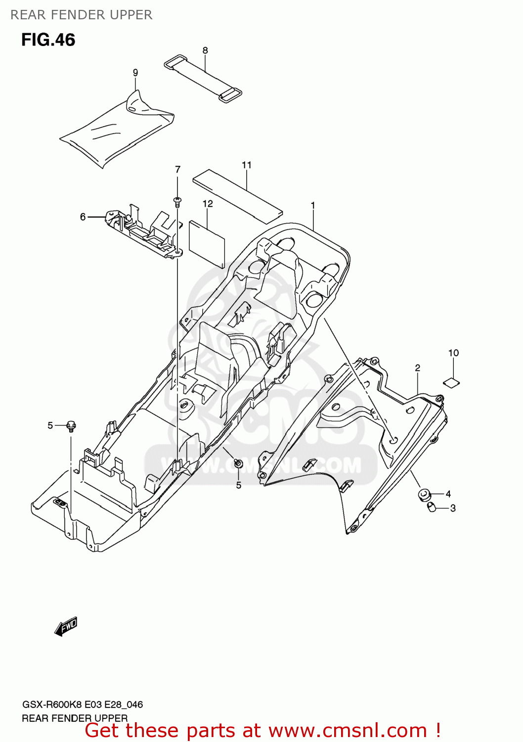 REAR FENDER UPPER GSXR600 2009 (K9) USA (E03)
