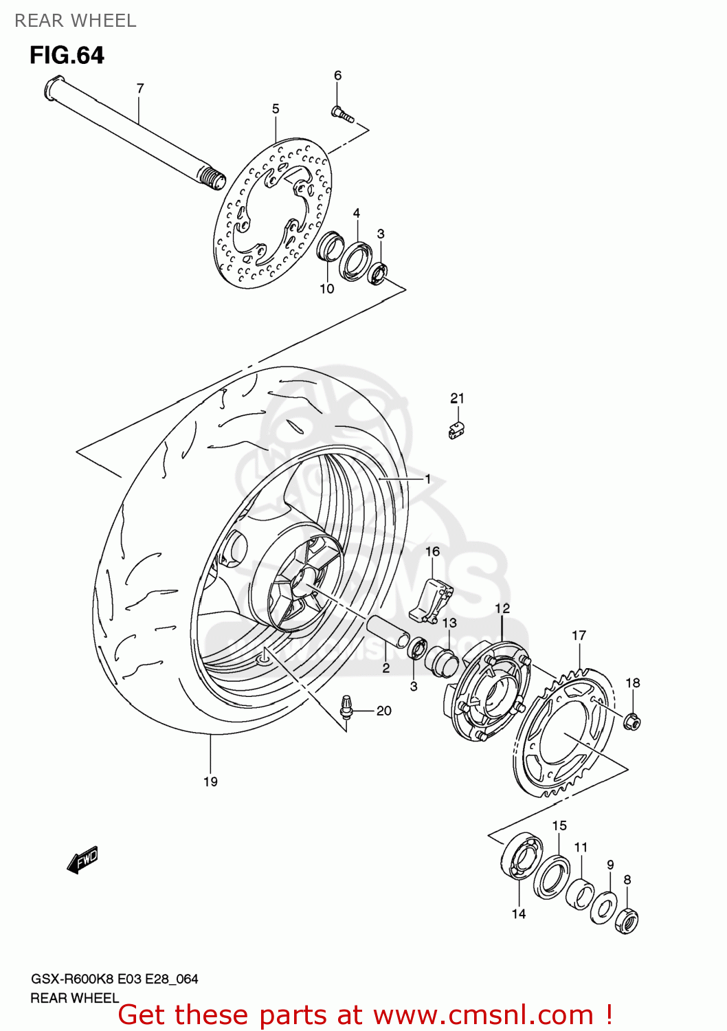 REAR WHEEL GSXR600 2009 (K9) USA (E03)