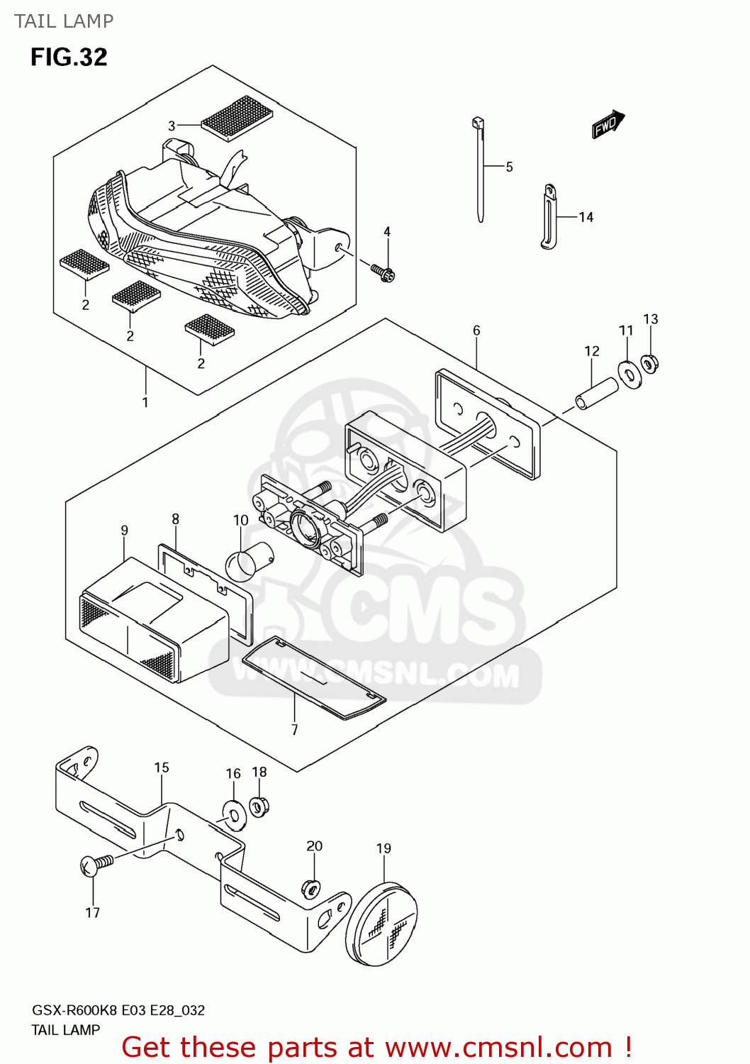 TAIL LAMP GSXR600 2009 (K9) USA (E03)