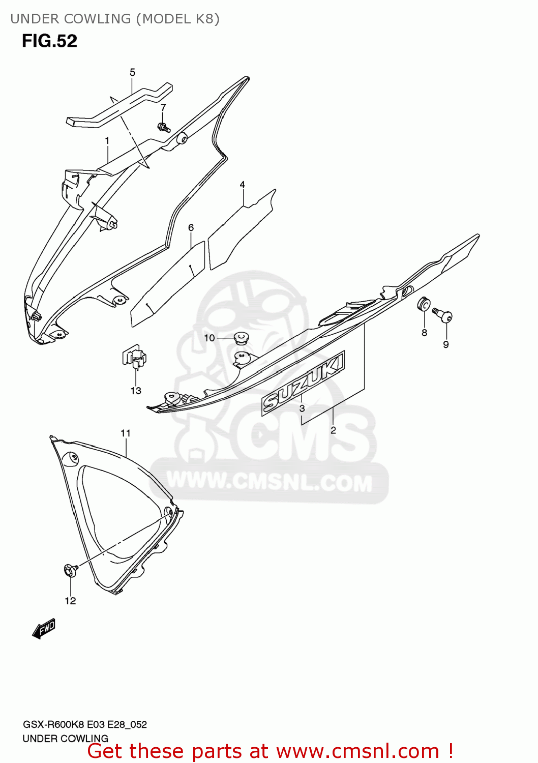 UNDER COWLING (MODEL K8) GSXR600 2009 (K9) USA (E03)