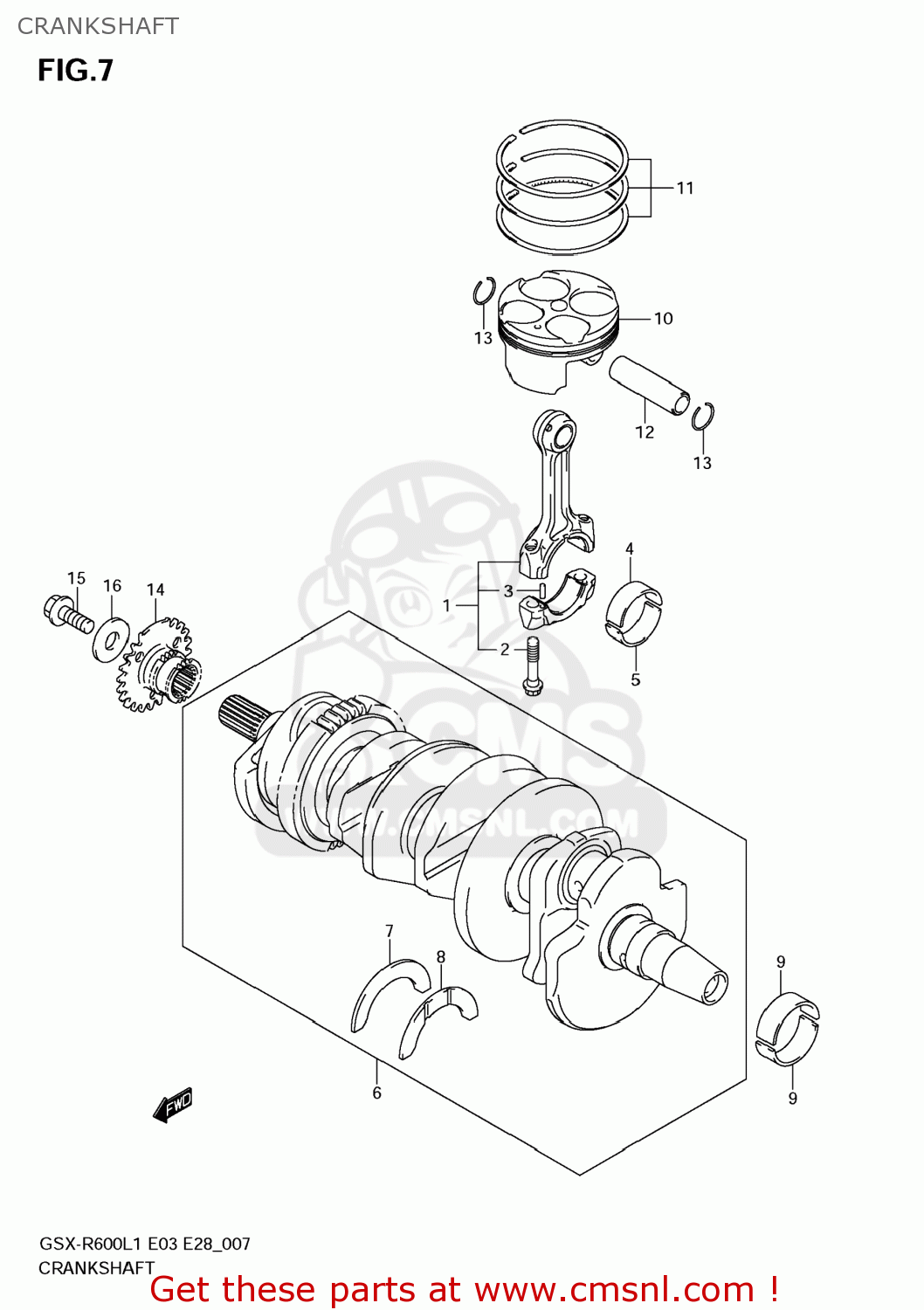 CRANKSHAFT GSXR600 2011 (L1) USA (E03)