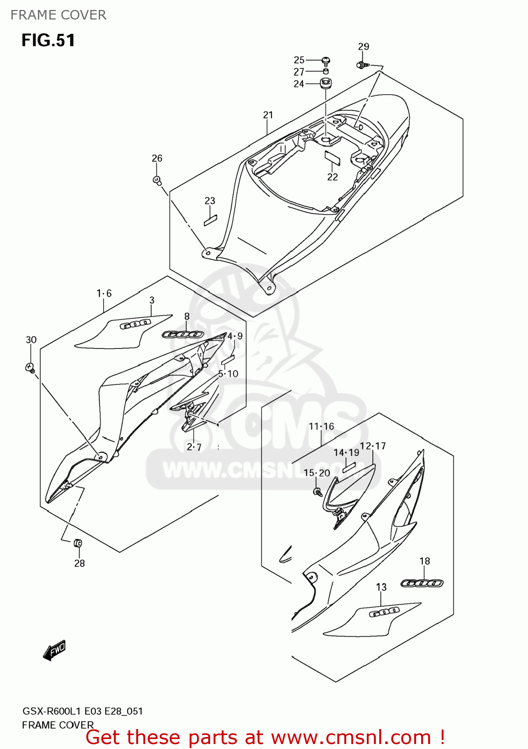 FRAME COVER GSXR600 2011 (L1) USA (E03)