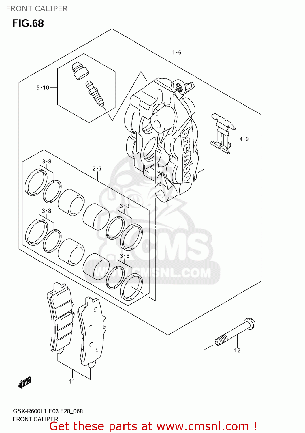FRONT CALIPER GSXR600 2011 (L1) USA (E03)