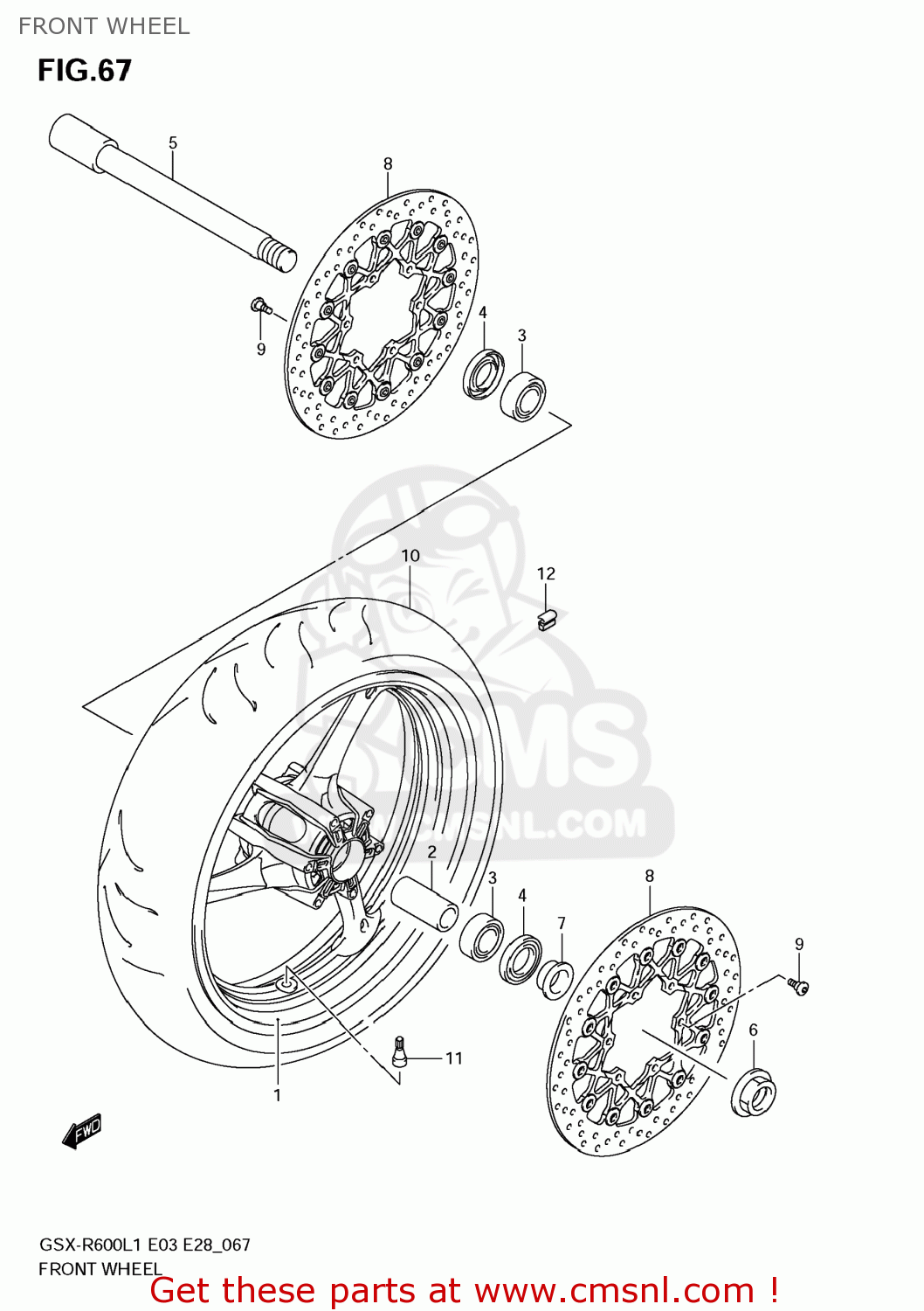 FRONT WHEEL GSXR600 2011 (L1) USA (E03)