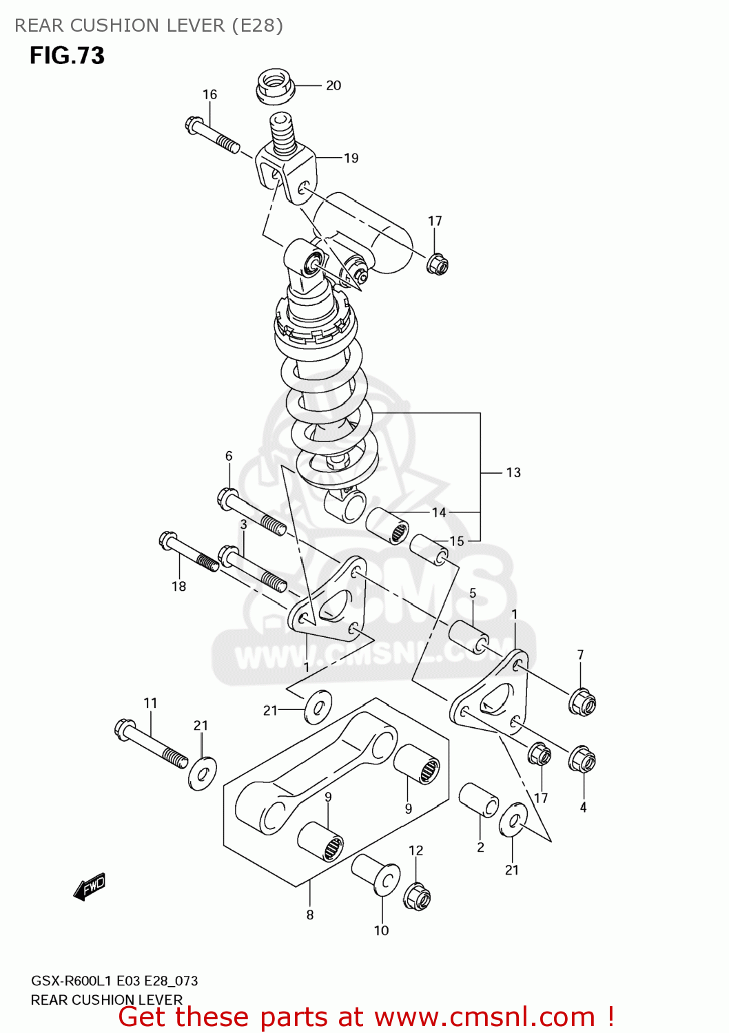 REAR CUSHION LEVER (E28) GSXR600 2011 (L1) USA (E03)