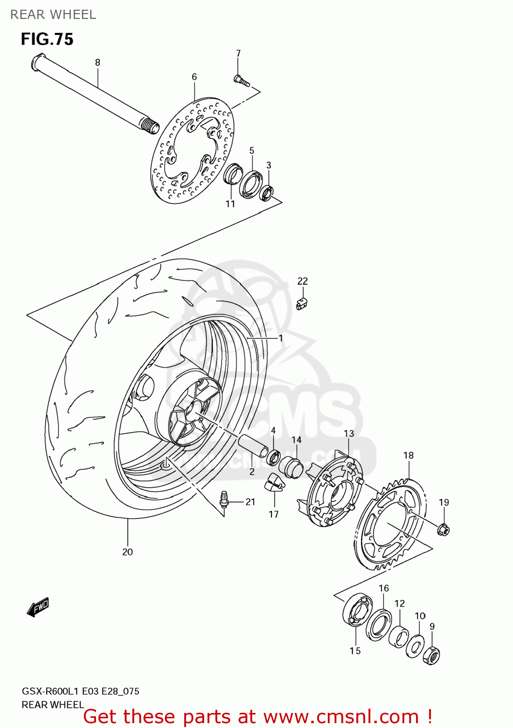 REAR WHEEL GSXR600 2011 (L1) USA (E03)