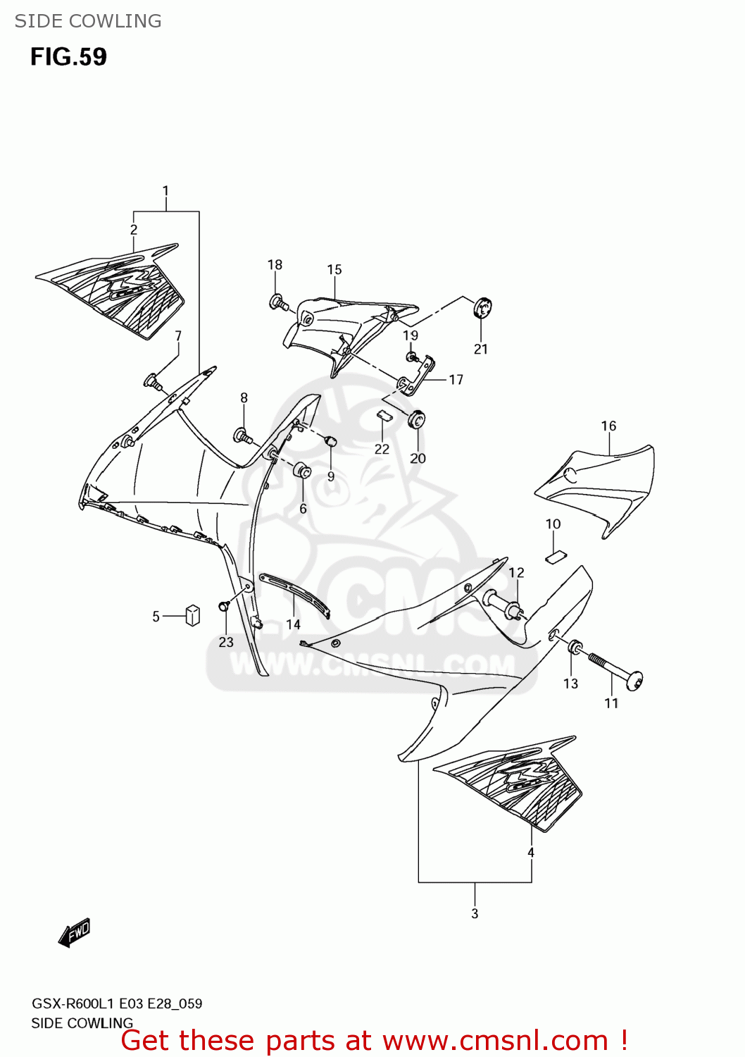 SIDE COWLING GSXR600 2011 (L1) USA (E03)