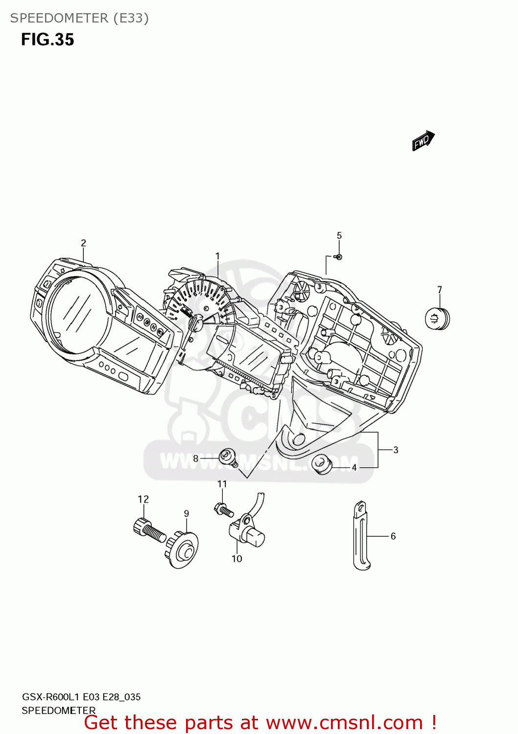 SPEEDOMETER (E33) GSXR600 2011 (L1) USA (E03)