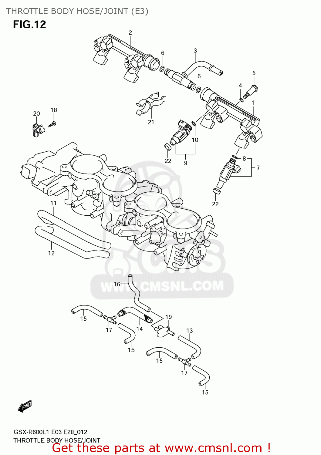 THROTTLE BODY HOSE/JOINT (E3) GSXR600 2011 (L1) USA (E03)