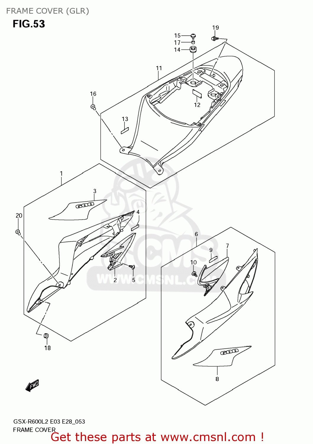 FRAME COVER (GLR) GSXR600 2012 (L2) USA (E03)