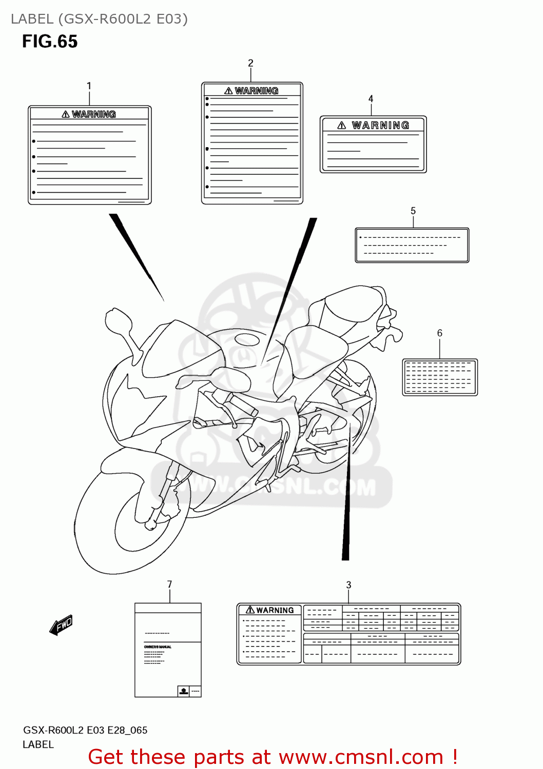 LABEL (GSX-R600L2 E03) GSXR600 2012 (L2) USA (E03)