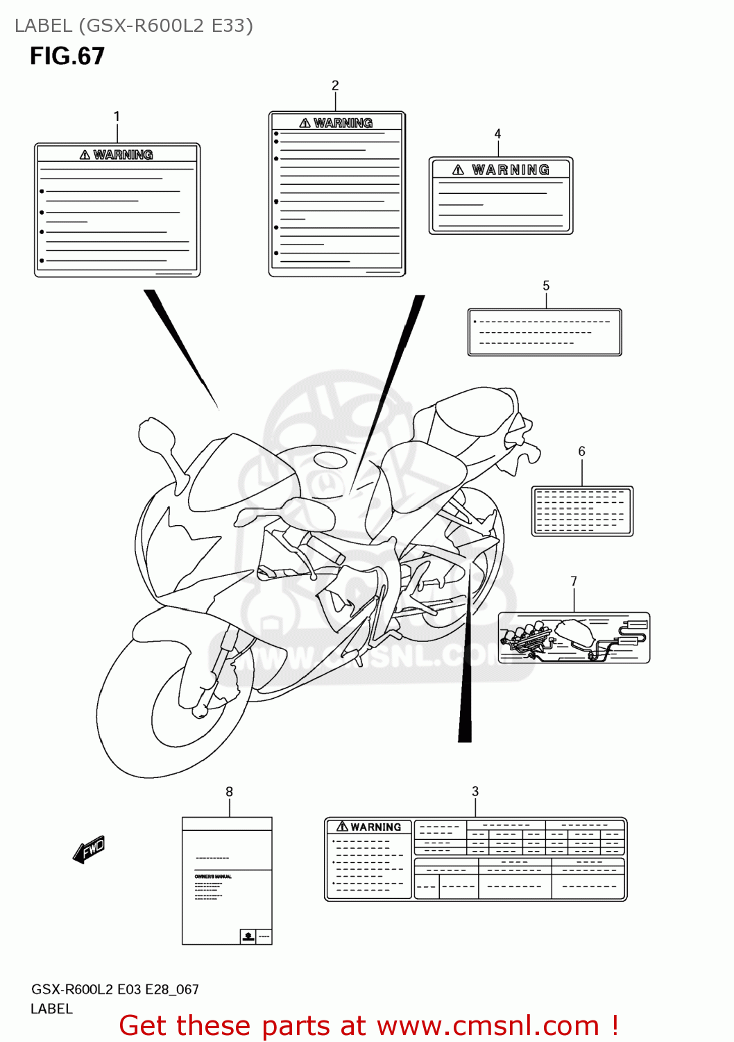 LABEL (GSX-R600L2 E33) GSXR600 2012 (L2) USA (E03)