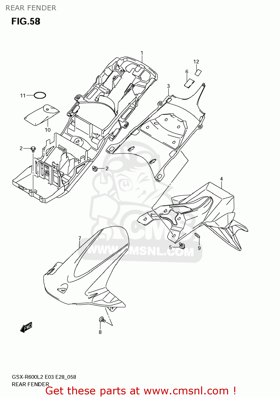 REAR FENDER GSXR600 2012 (L2) USA (E03)