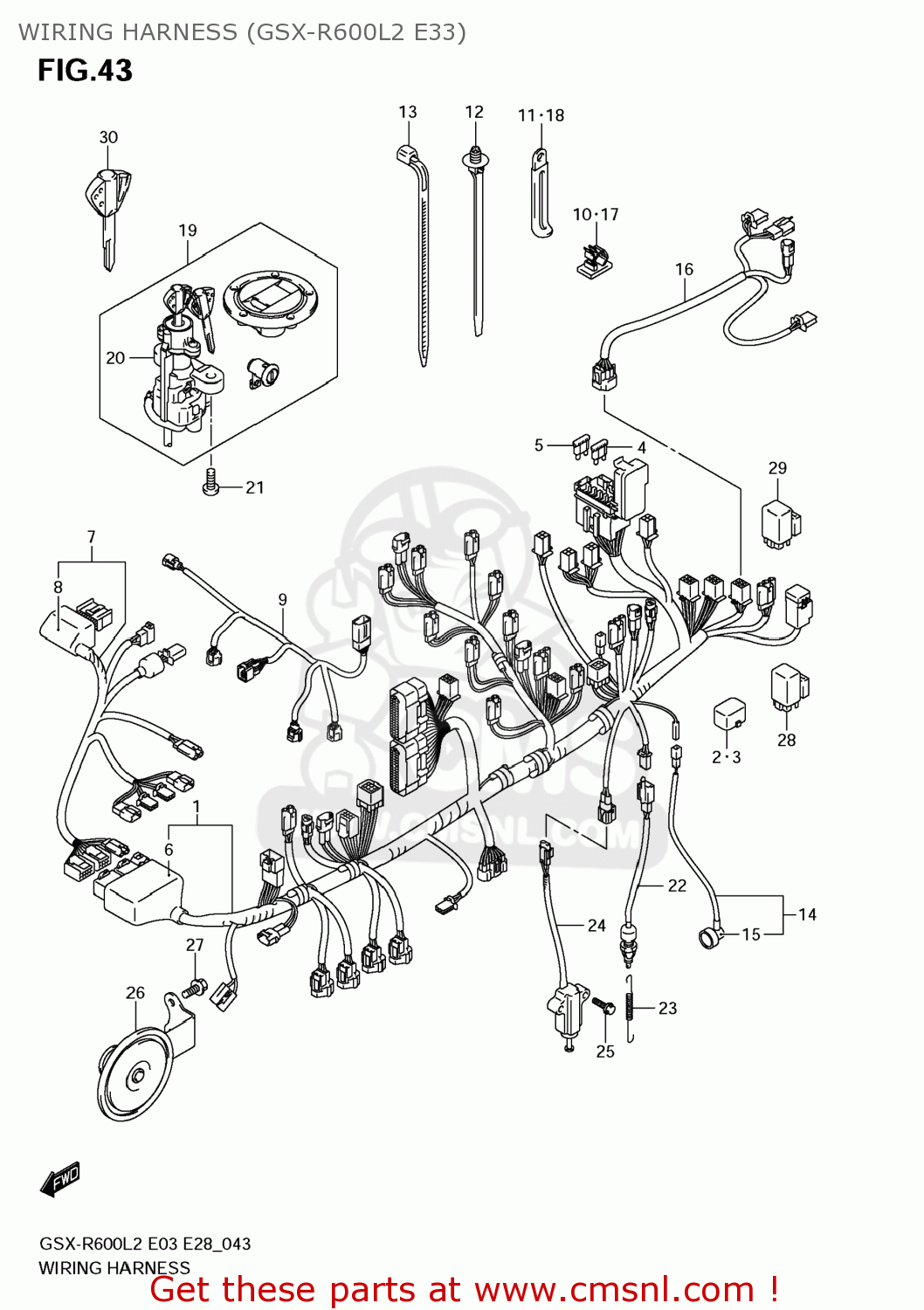 WIRING HARNESS (GSX-R600L2 E33) GSXR600 2012 (L2) USA (E03)