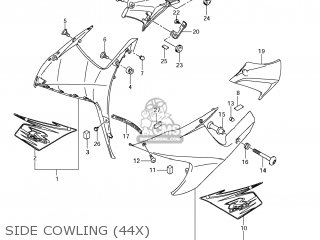 SIDE COWLING (44X) - GSXR600 2012 (L2) USA (E03)
