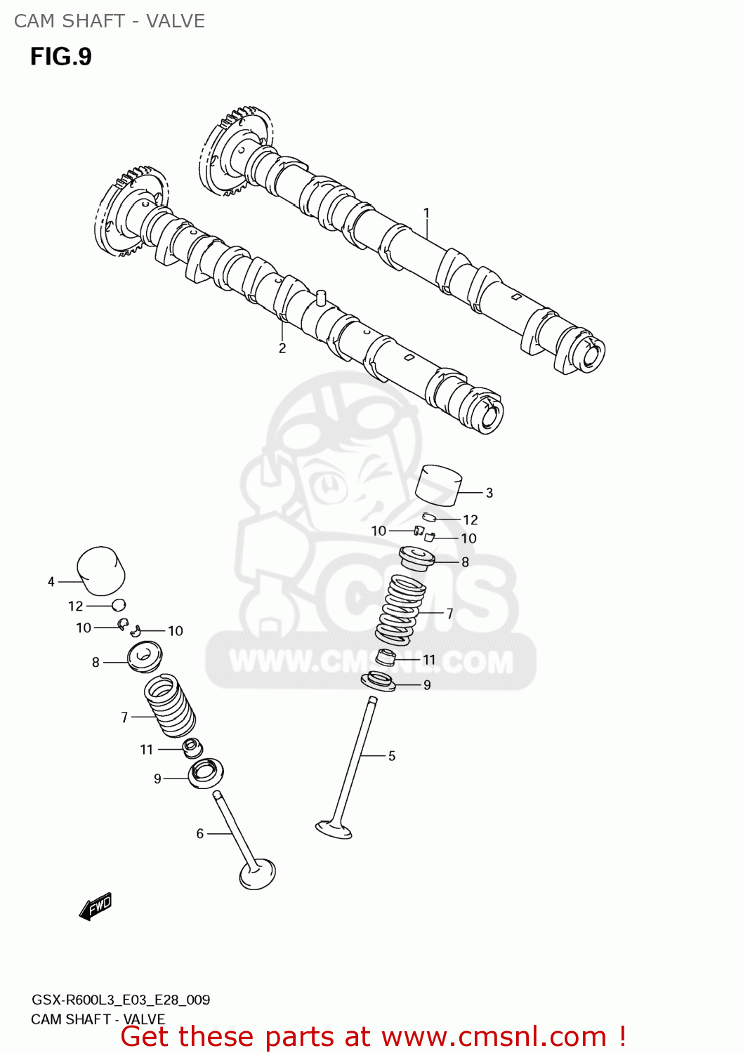 CAM SHAFT - VALVE GSXR600 2013 (L3) USA (E03)