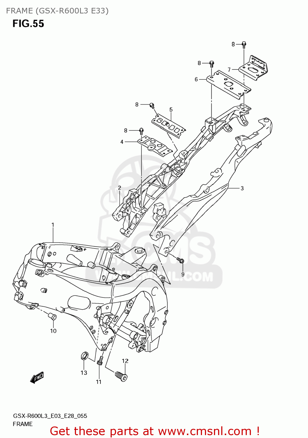 FRAME (GSX-R600L3 E33) GSXR600 2013 (L3) USA (E03)