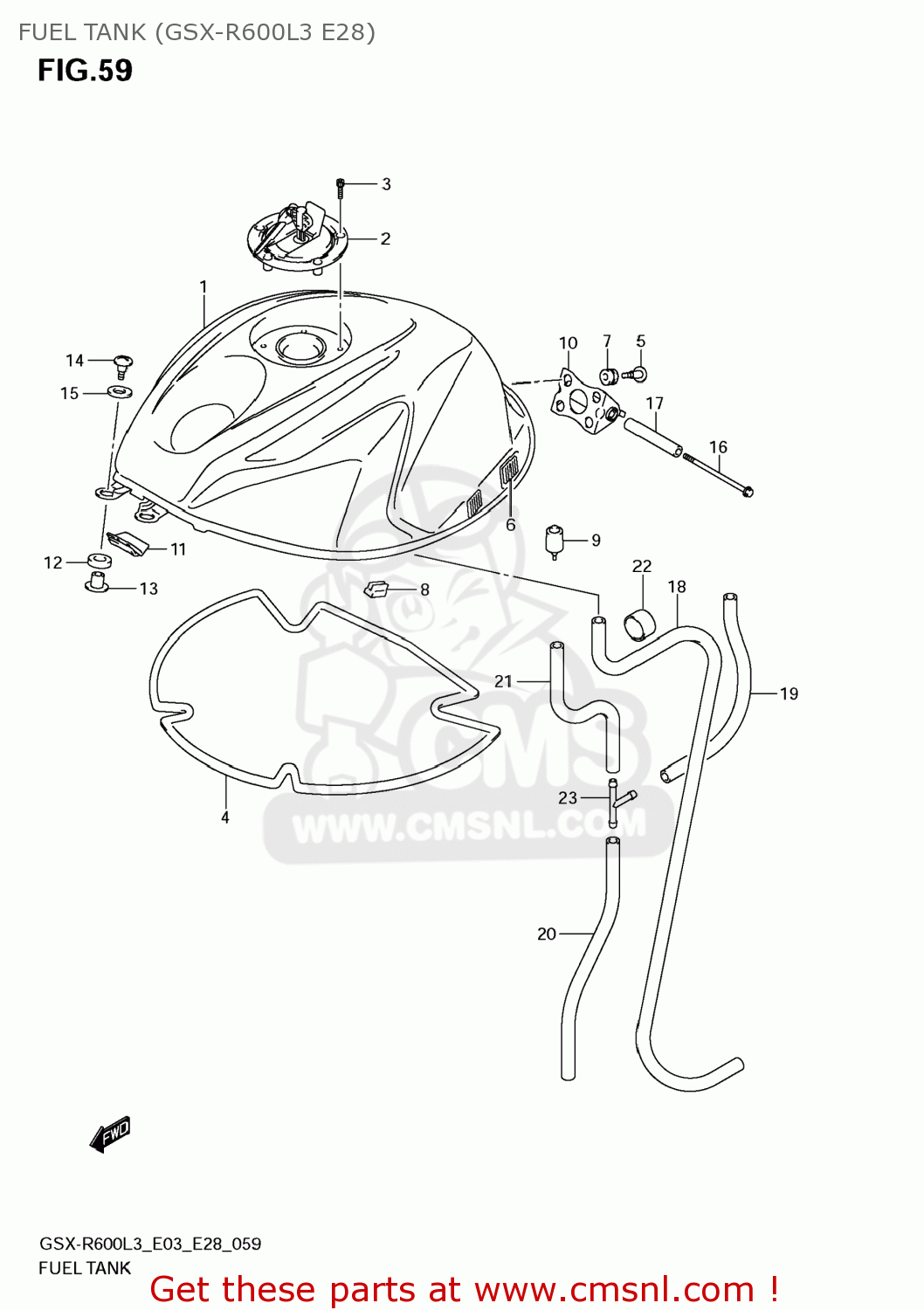 FUEL TANK (GSX-R600L3 E28) GSXR600 2013 (L3) USA (E03)