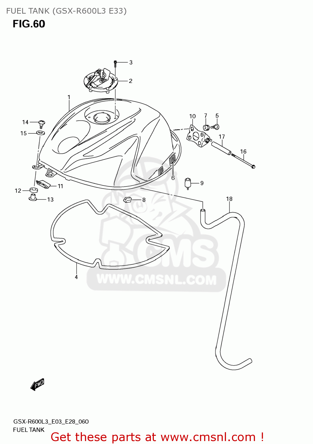 FUEL TANK (GSX-R600L3 E33) GSXR600 2013 (L3) USA (E03)