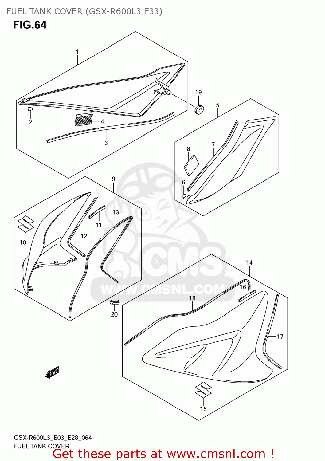 FUEL TANK COVER (GSX-R600L3 E33) GSXR600 2013 (L3) USA (E03)