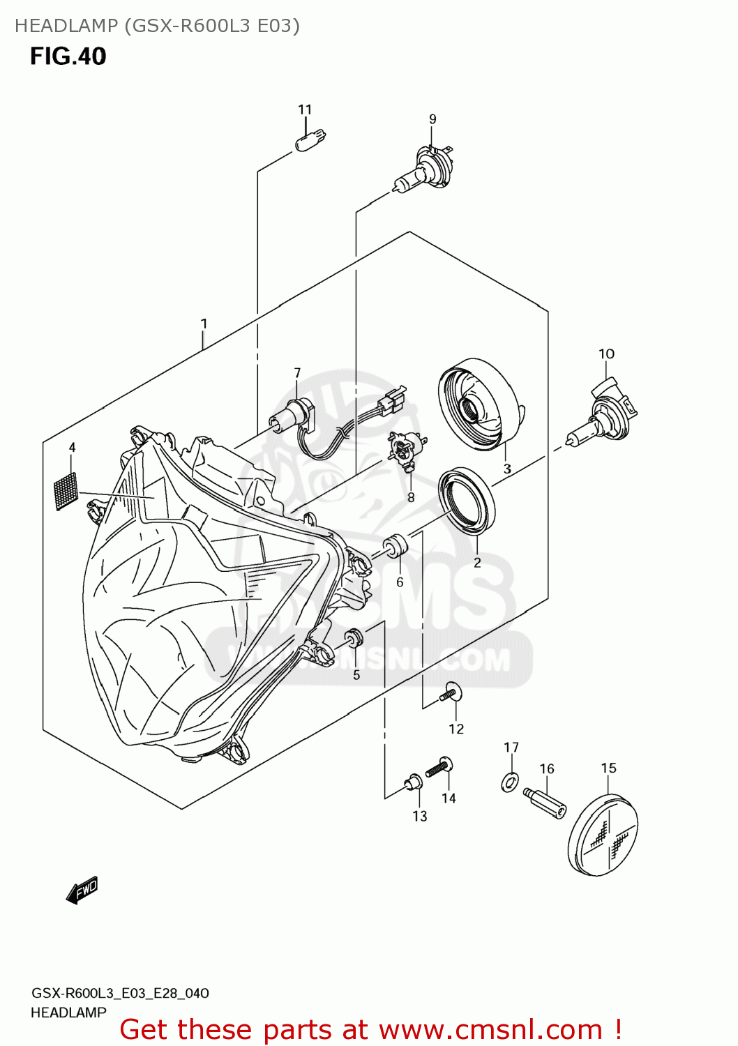 HEADLAMP (GSX-R600L3 E03) GSXR600 2013 (L3) USA (E03)