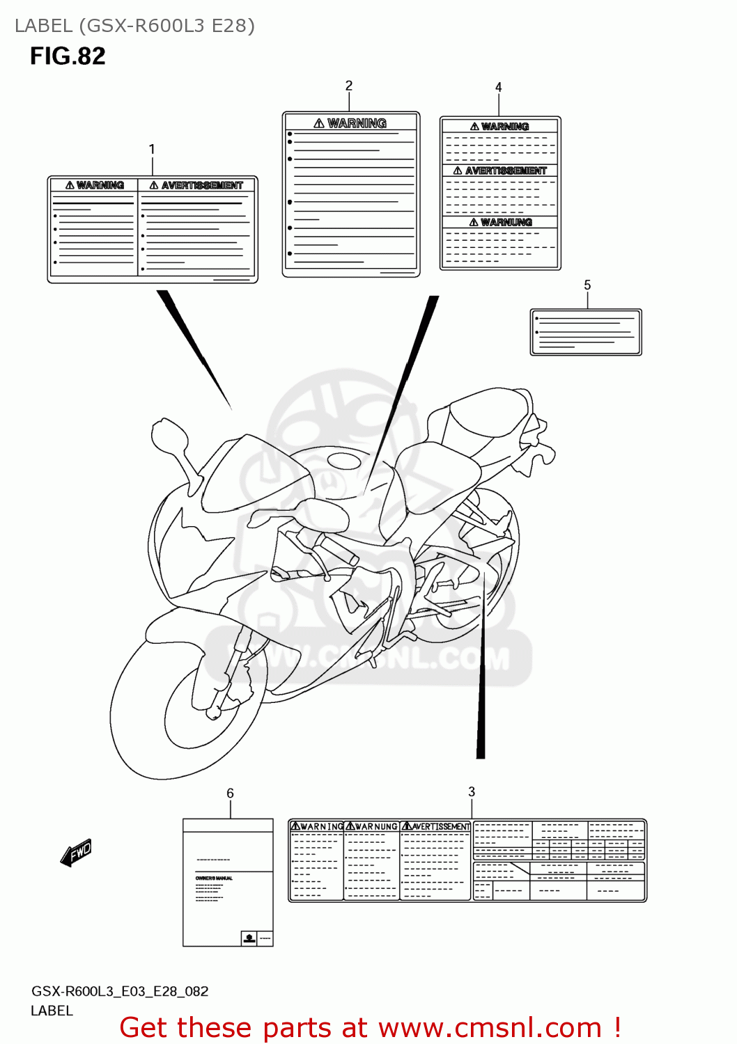 LABEL (GSX-R600L3 E28) GSXR600 2013 (L3) USA (E03)
