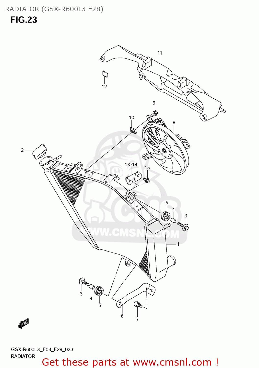 RADIATOR (GSX-R600L3 E28) GSXR600 2013 (L3) USA (E03)