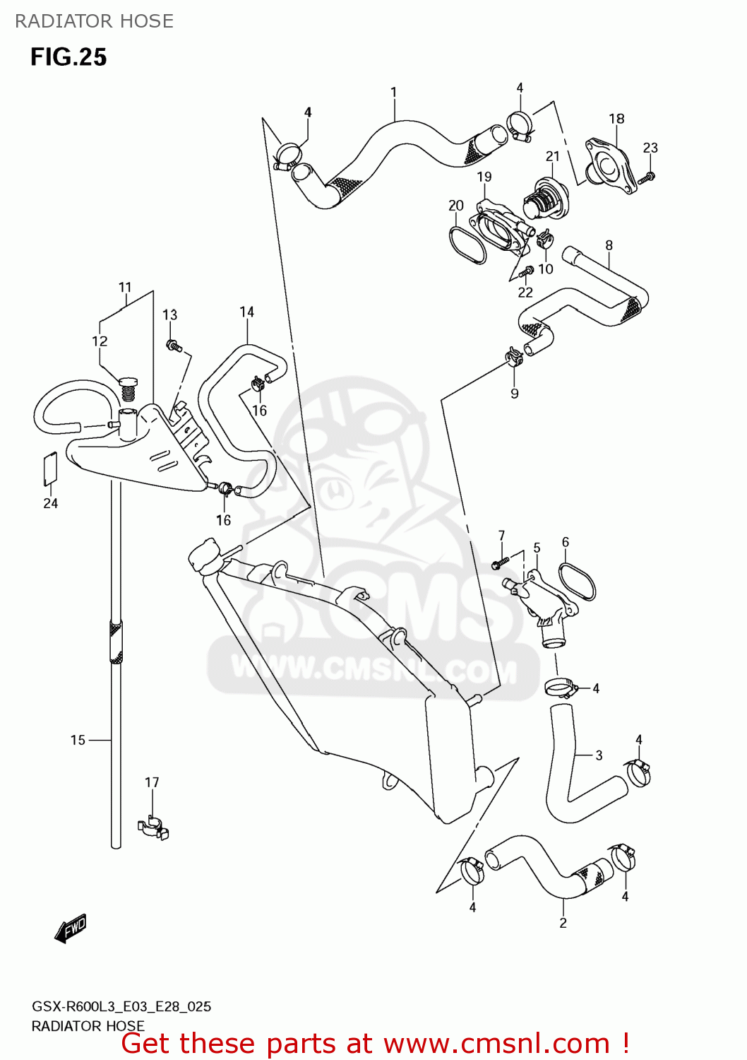 RADIATOR HOSE GSXR600 2013 (L3) USA (E03)