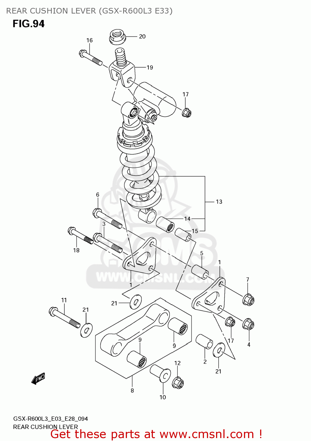REAR CUSHION LEVER (GSX-R600L3 E33) GSXR600 2013 (L3) USA (E03)