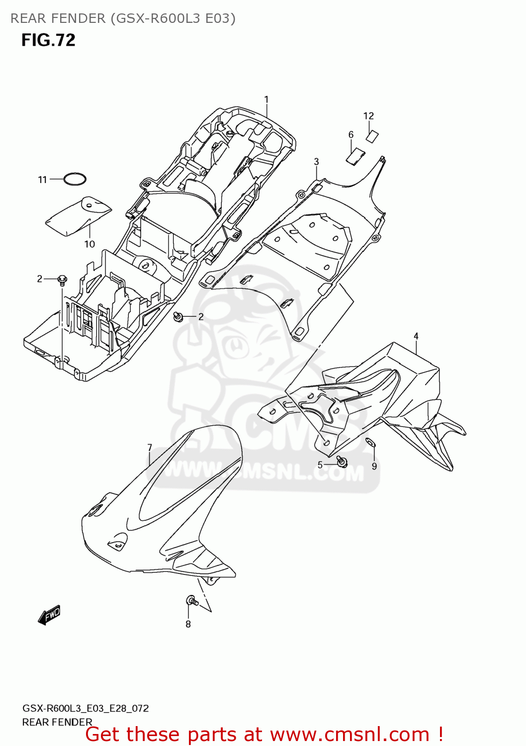 REAR FENDER (GSX-R600L3 E03) GSXR600 2013 (L3) USA (E03)