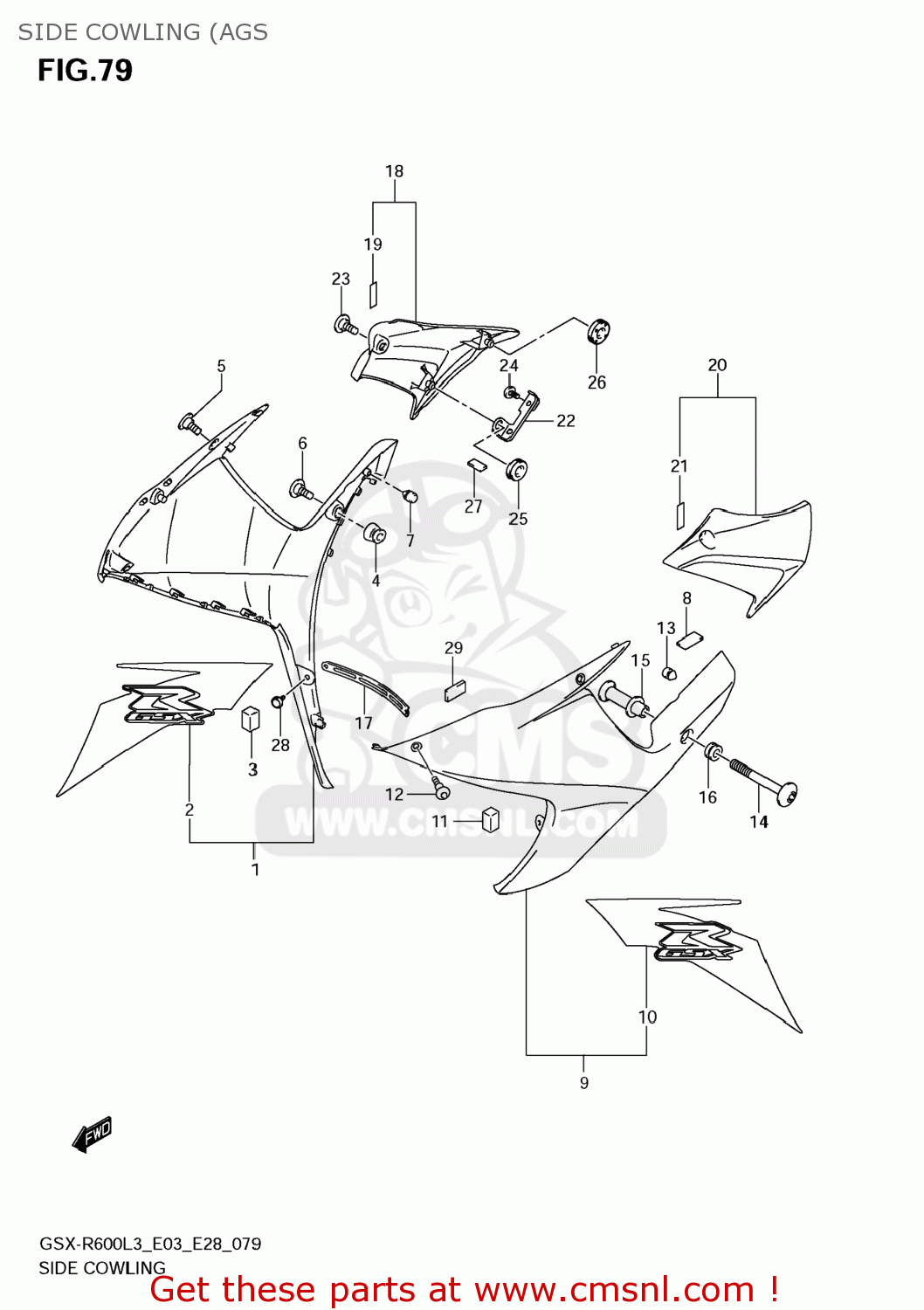 SIDE COWLING (AGS GSXR600 2013 (L3) USA (E03)