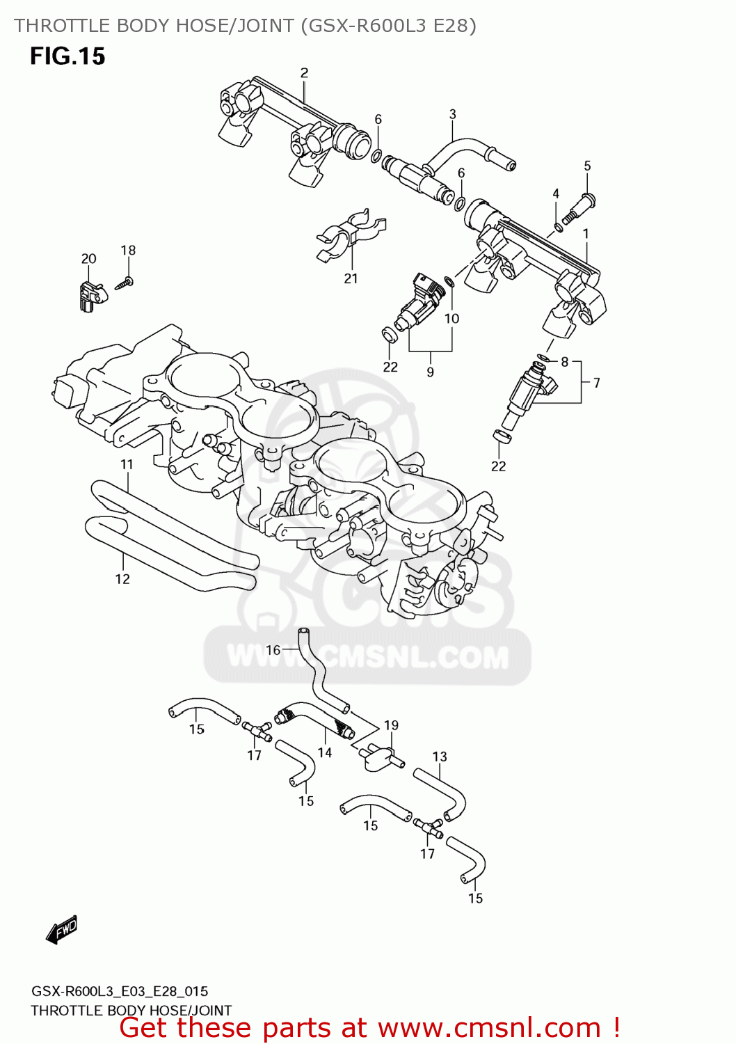 THROTTLE BODY HOSE/JOINT (GSX-R600L3 E28) GSXR600 2013 (L3) USA (E03)