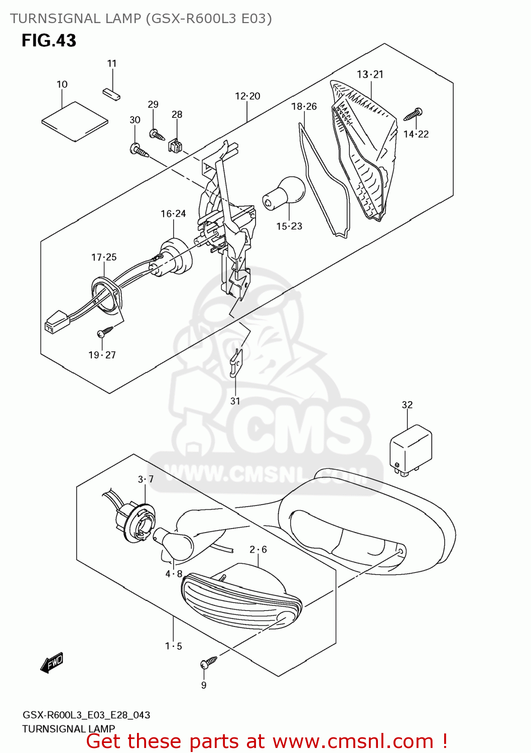 TURNSIGNAL LAMP (GSX-R600L3 E03) GSXR600 2013 (L3) USA (E03)