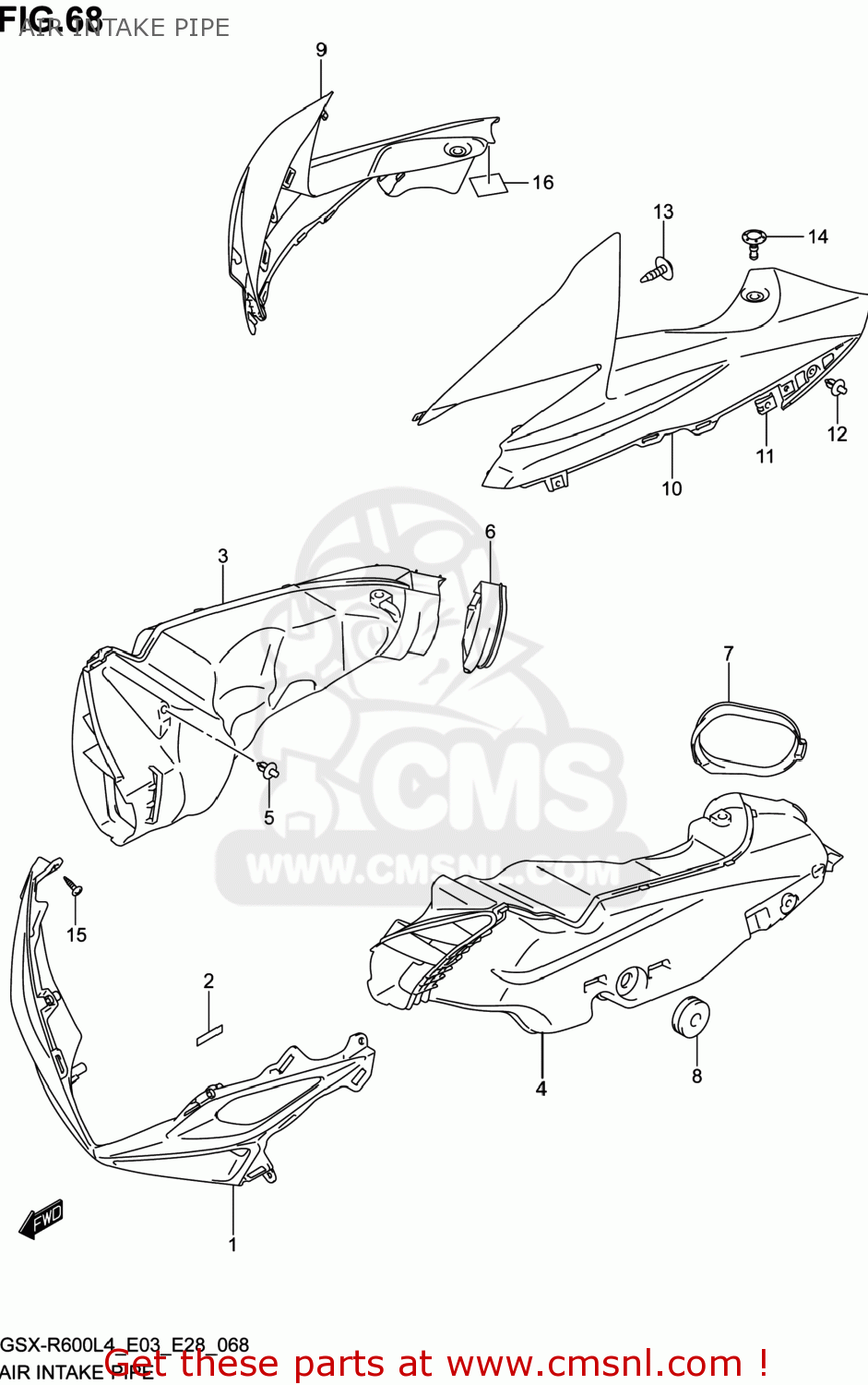 AIR INTAKE PIPE GSXR600 2014 (L4) USA (E03)
