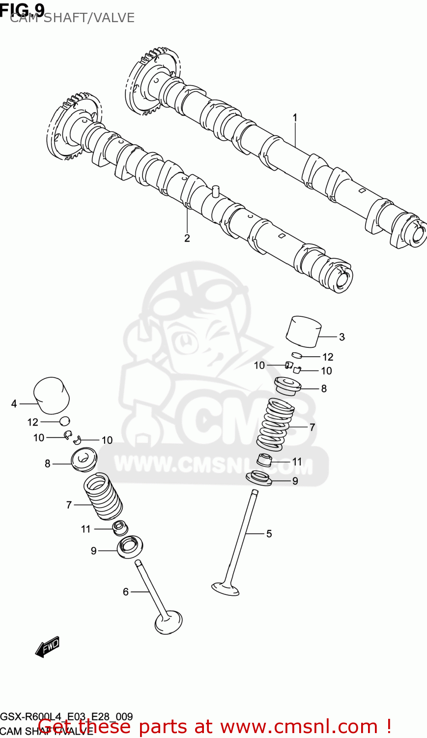 CAM SHAFT/VALVE GSXR600 2014 (L4) USA (E03)