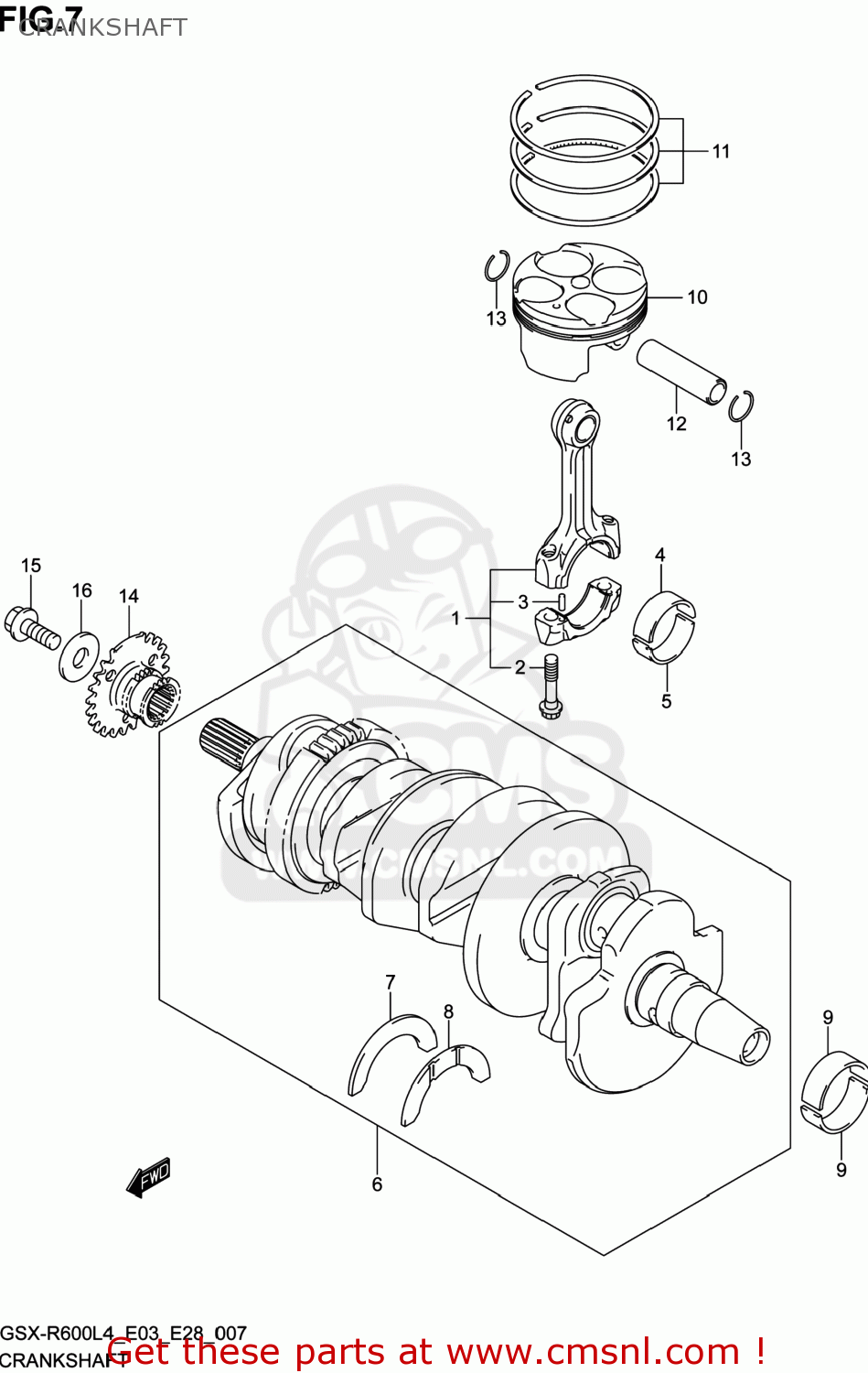 CRANKSHAFT GSXR600 2014 (L4) USA (E03)