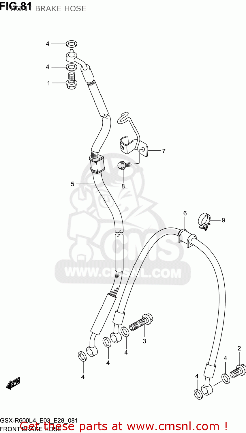 FRONT BRAKE HOSE GSXR600 2014 (L4) USA (E03)
