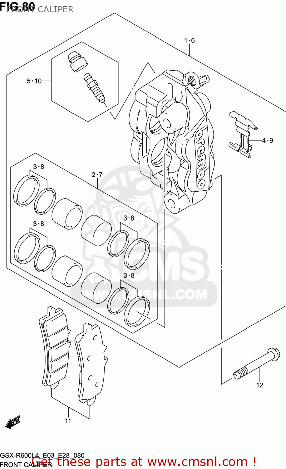 FRONT CALIPER GSXR600 2014 (L4) USA (E03)