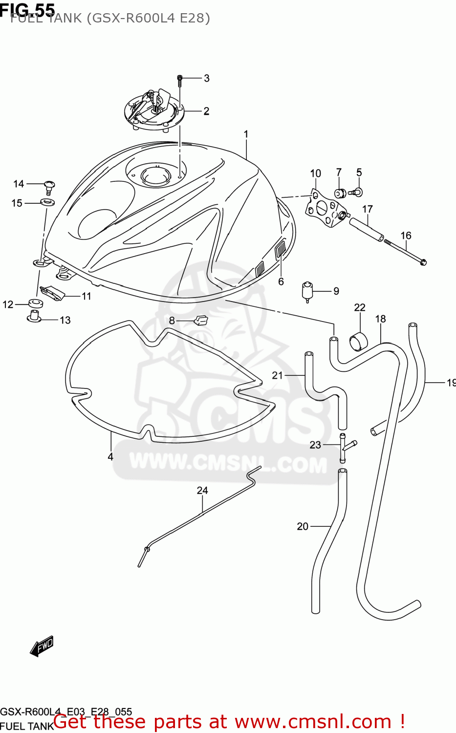 FUEL TANK (GSX-R600L4 E28) GSXR600 2014 (L4) USA (E03)