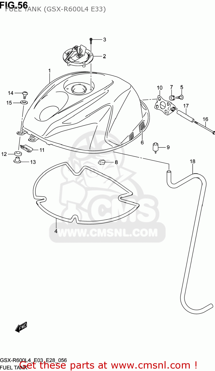 FUEL TANK (GSX-R600L4 E33) GSXR600 2014 (L4) USA (E03)