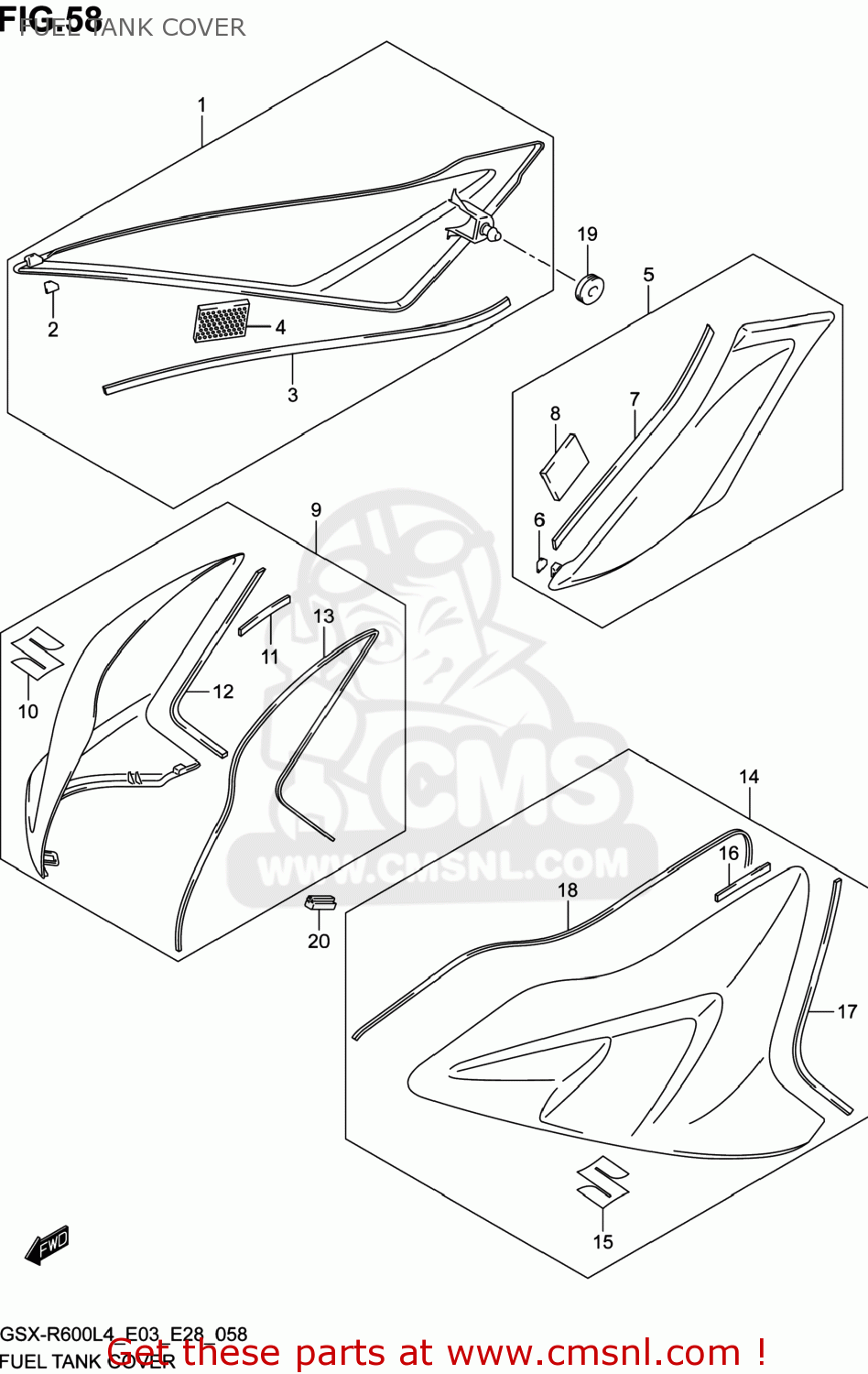 FUEL TANK COVER GSXR600 2014 (L4) USA (E03)