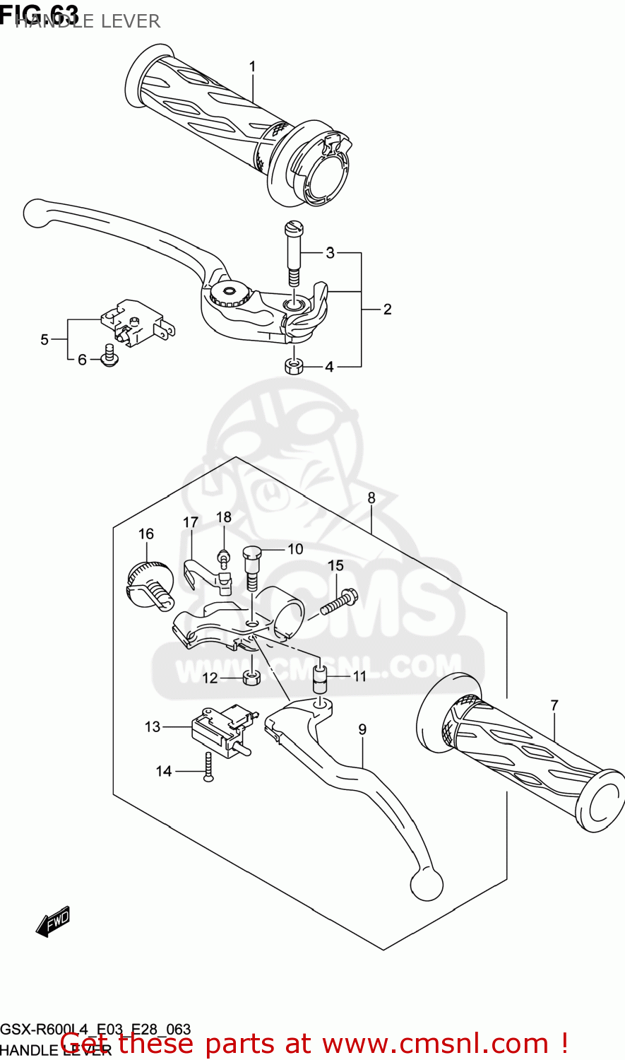 HANDLE LEVER GSXR600 2014 (L4) USA (E03)