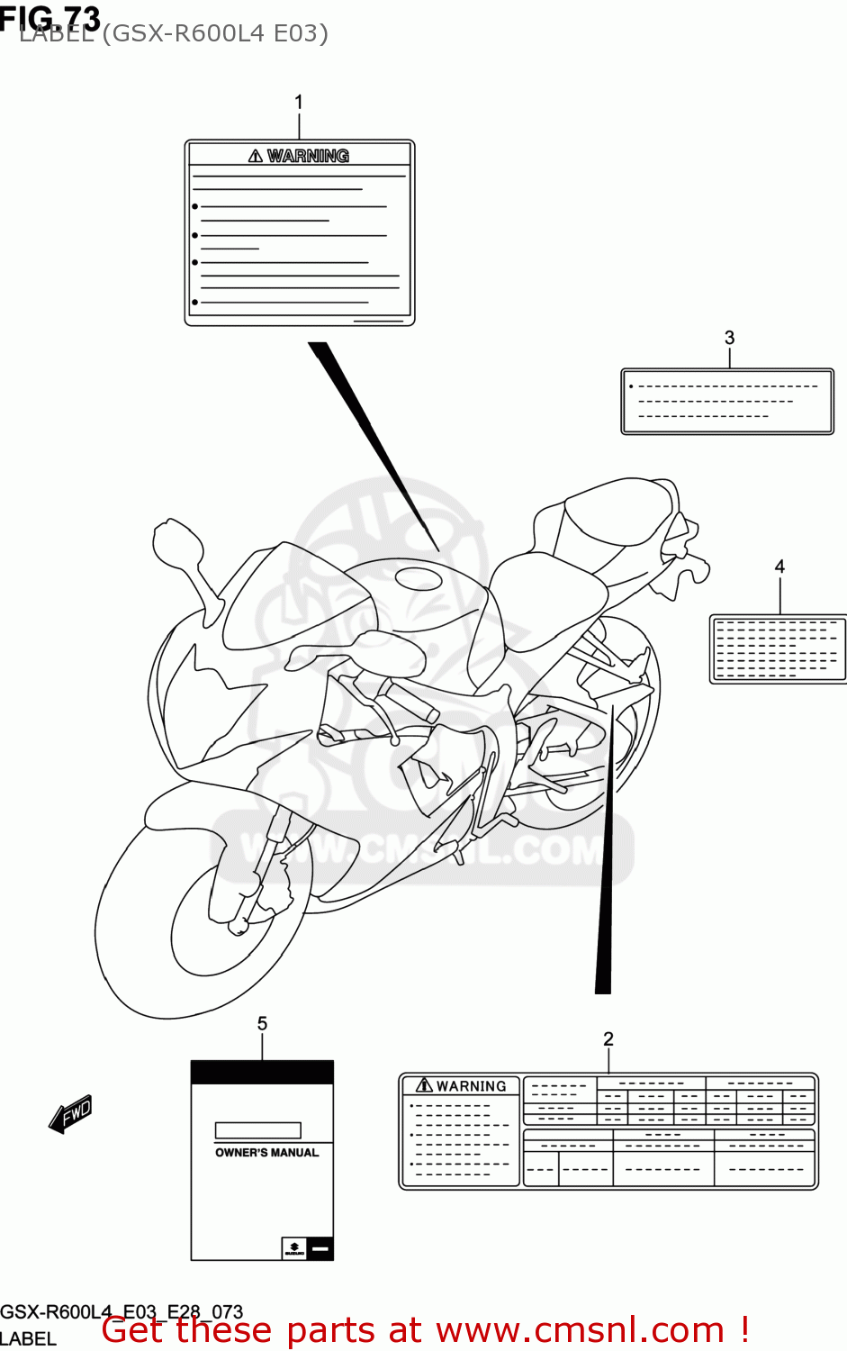 LABEL (GSX-R600L4 E03) GSXR600 2014 (L4) USA (E03)
