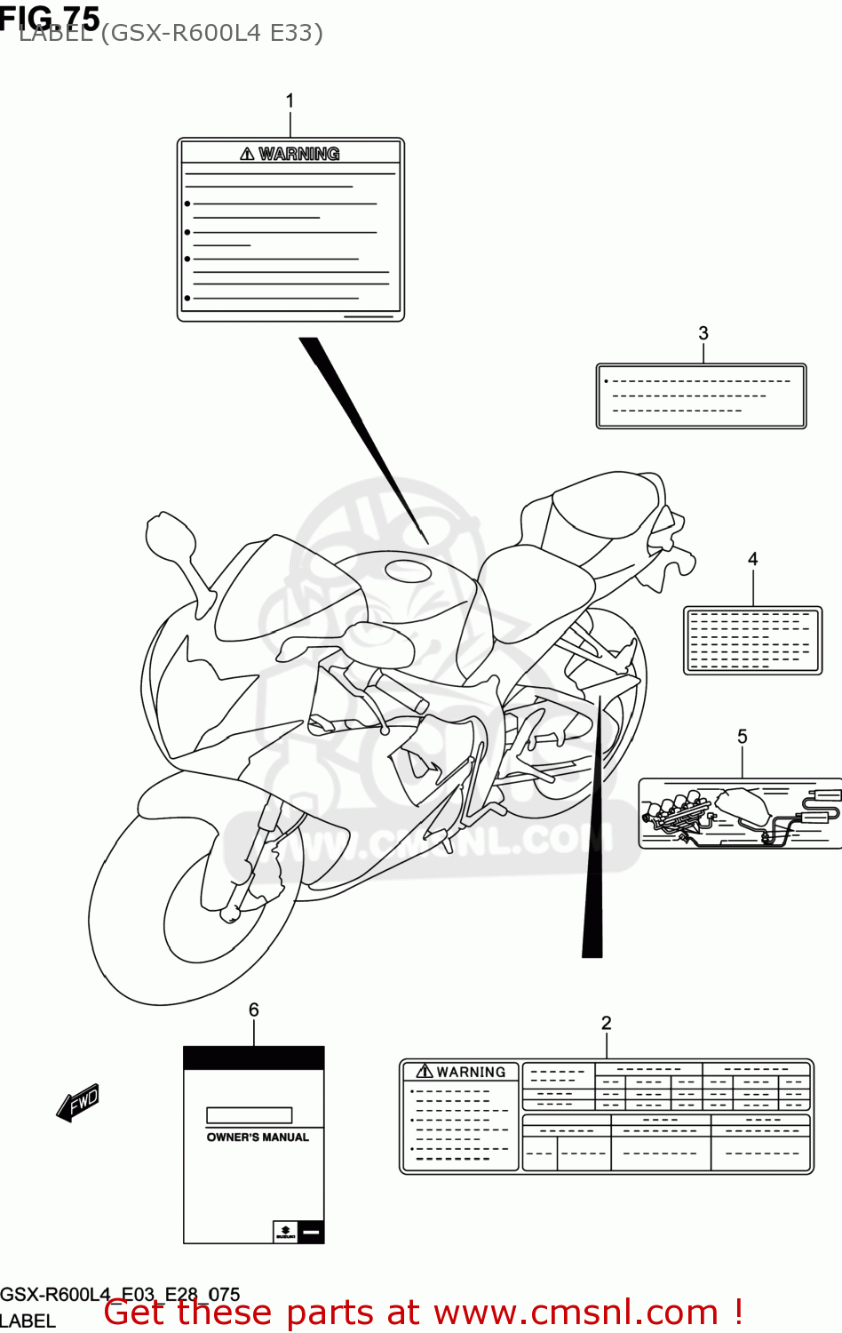 LABEL (GSX-R600L4 E33) GSXR600 2014 (L4) USA (E03)